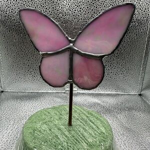 Delicate Pink Glass Butterfly Sculpture